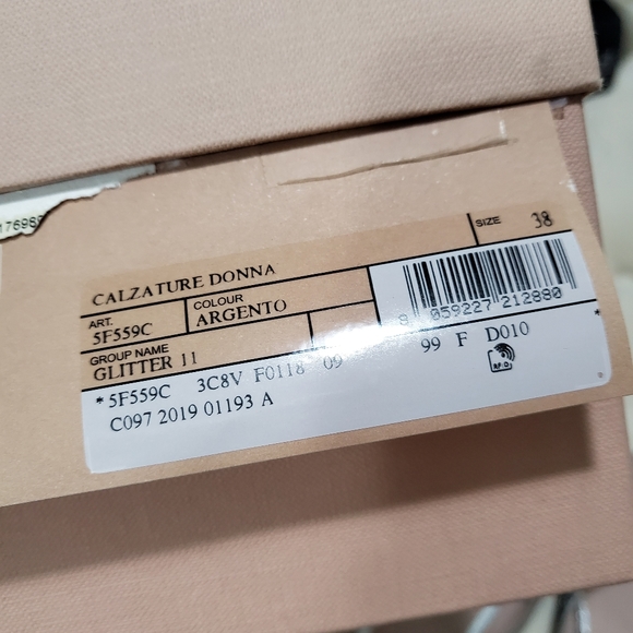 Miu Miu Calzature Donna Crystals Silver Glitter Pointed Mules Size 38 - Picture 9 of 9